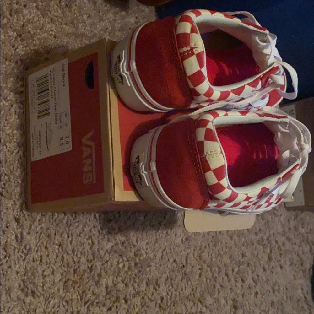Checkered red van